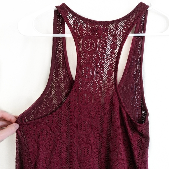 American Eagle Lace Swing Maroon Tank Top - Picture 7 of 7